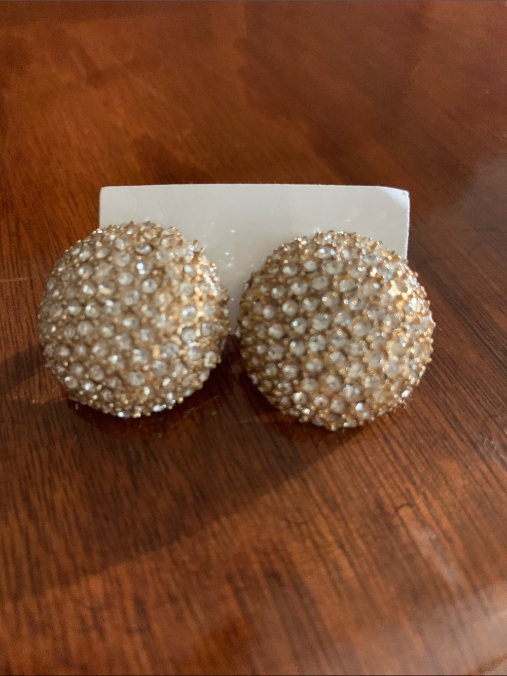 Champagne Crystal Pave Dome Button Earrings